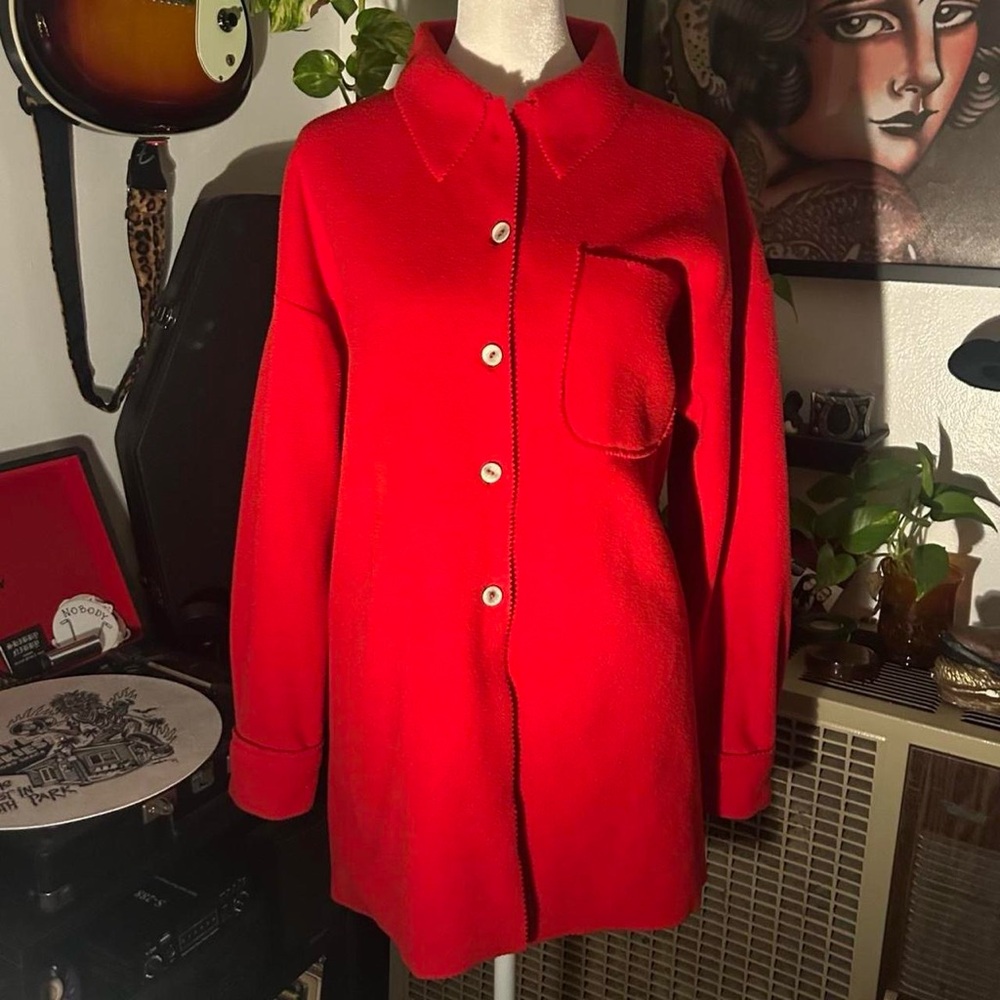 Moda Int’l Red Button Up Women’s Oversized “Flannel” - Sweater